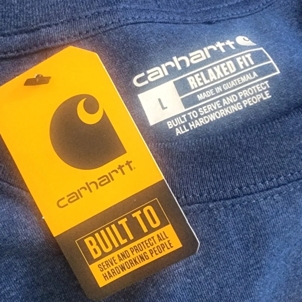 Carhartt  Relaxed Fit Blue T Shirt with Red Logo NWT - Picture 3 of 3